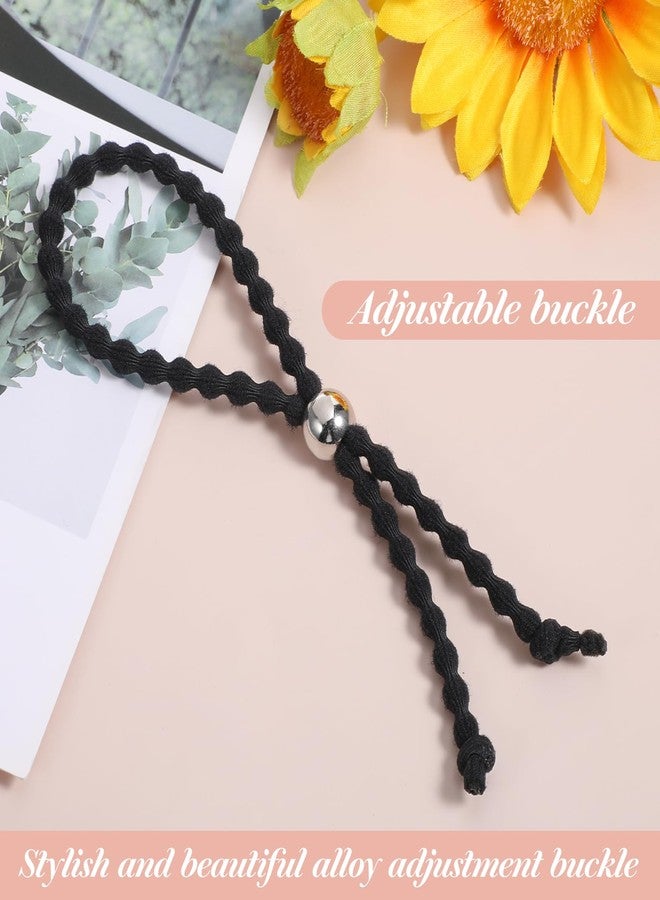 LLOUSSAK ٦ قطع من ربطات الشعر غير القابلة للانزلاق للشعر المجعد الطبيعي، ربطة شعر قابلة للتعديل على شكل ذيل حصان، ربطات شعر مطاطية سوداء، ربطات شعر كبيرة للنساء، ربطات شعر سميكة على شكل أناناس وضفائر كينكي. - Image 4